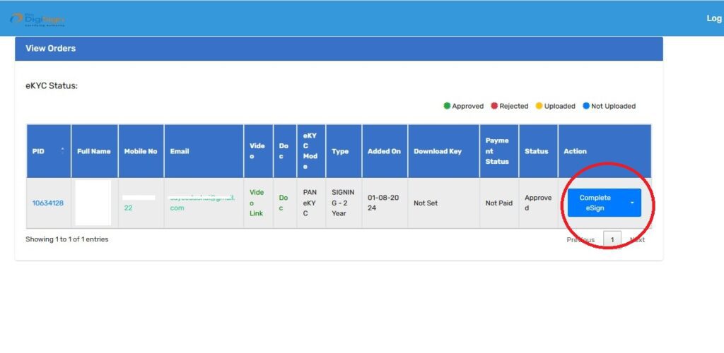 how to set download key in prodigisign